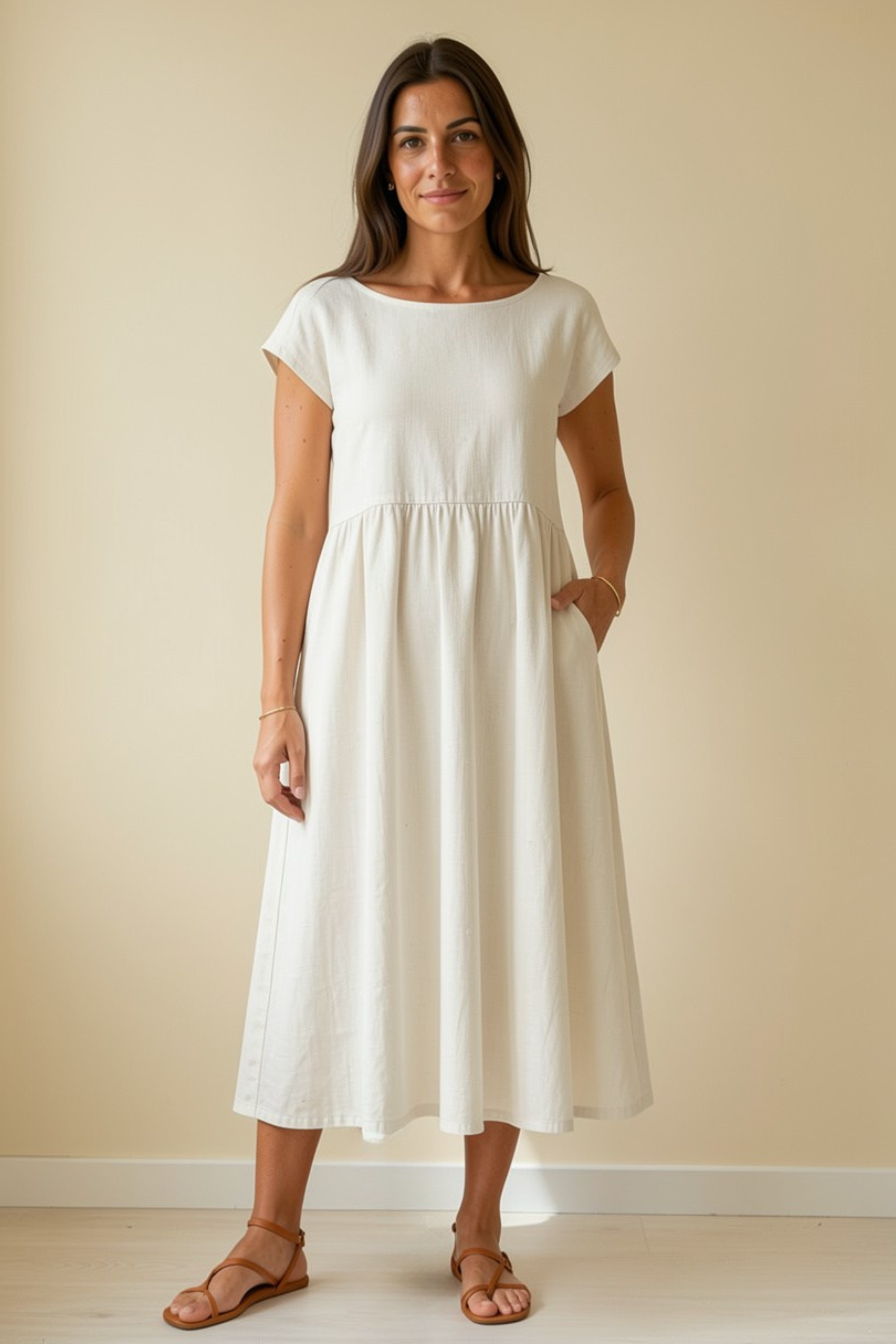 Vera – Vestido midi de lino