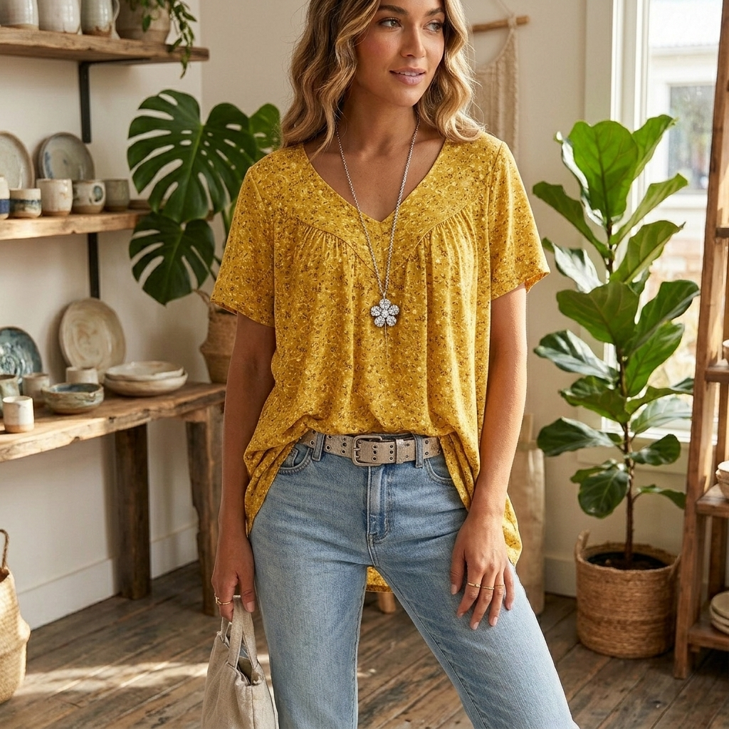 Céleste – Blusa escote en V estampada