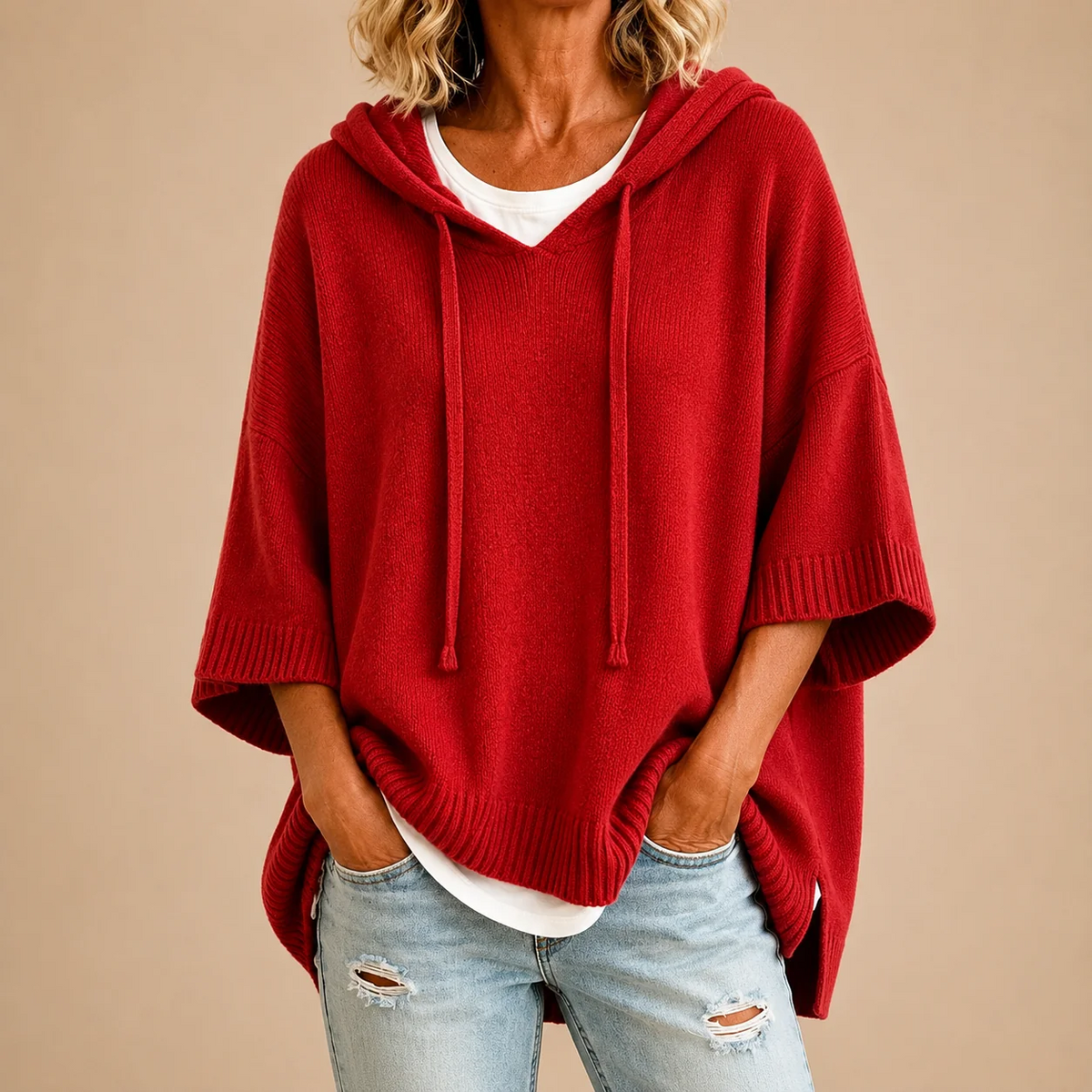Octavia - Poncho de Punto con Capucha