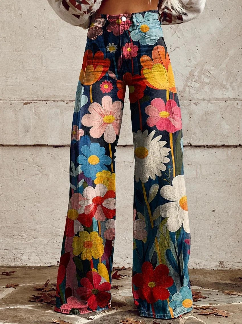 Léna – Pantalones anchos floral primavera