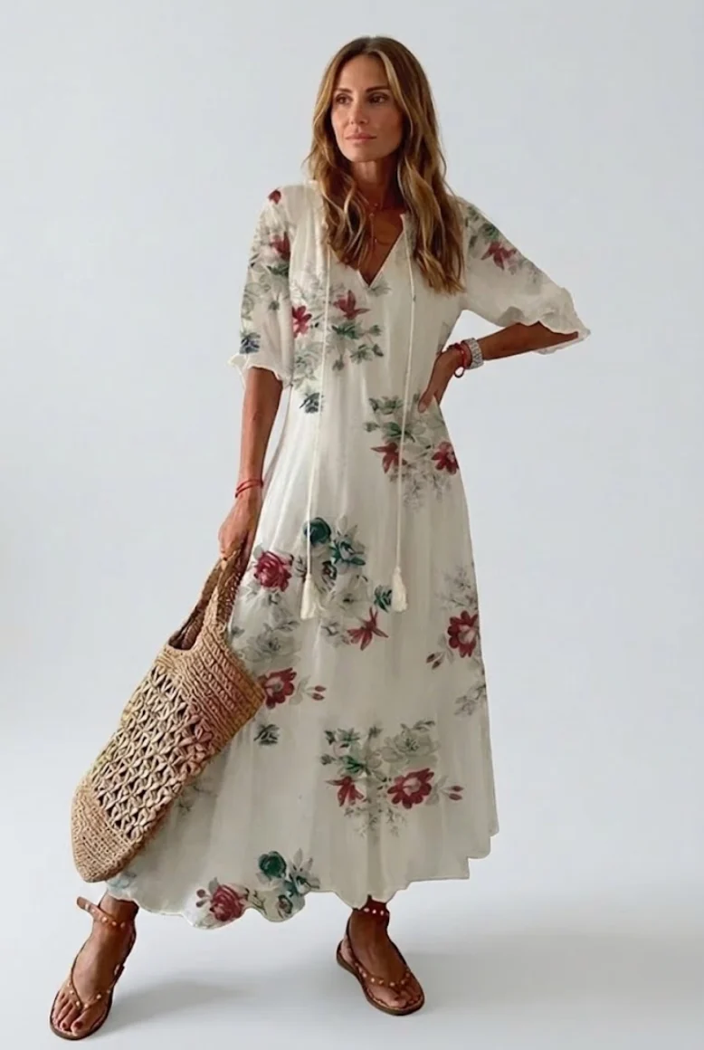 Gemma - Vestido Largo Floral Aterciopelado