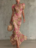 Rosalía - Vestido Largo con Estampado de Rosas
