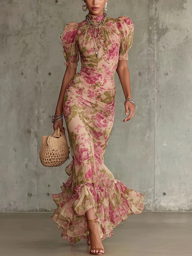 Rosalía - Vestido Largo con Estampado de Rosas