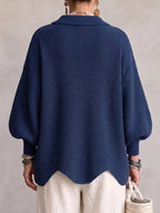 Matilde – Cárdigan Oversize con Cuello y Botones Dorados