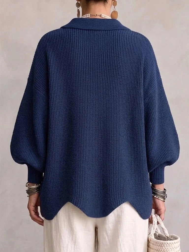 Matilde – Cárdigan Oversize con Cuello y Botones Dorados