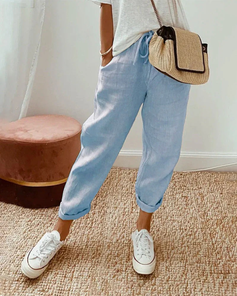 Roser - Pantalón de Algodón y Lino