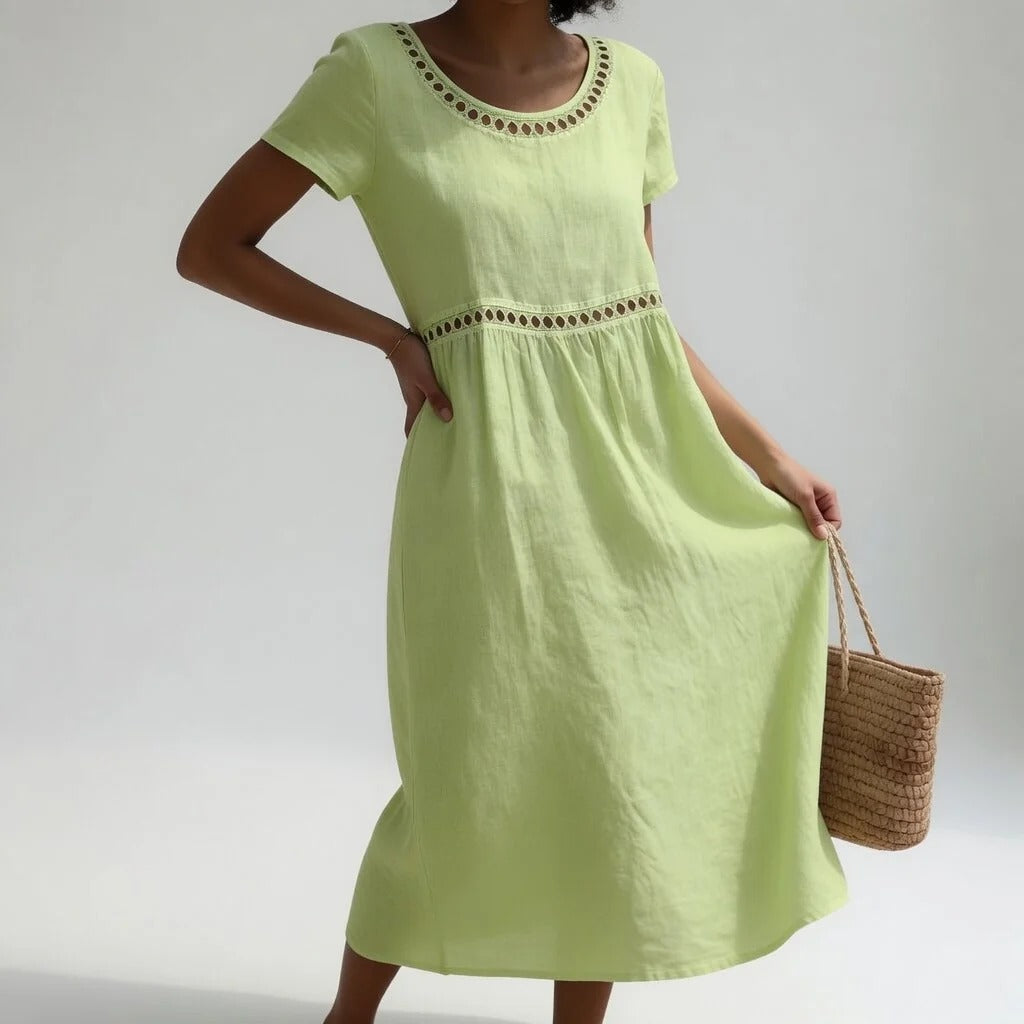 Berta - Vestido Midi de Algodón Bordado