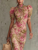 Rosalía - Vestido Largo con Estampado de Rosas
