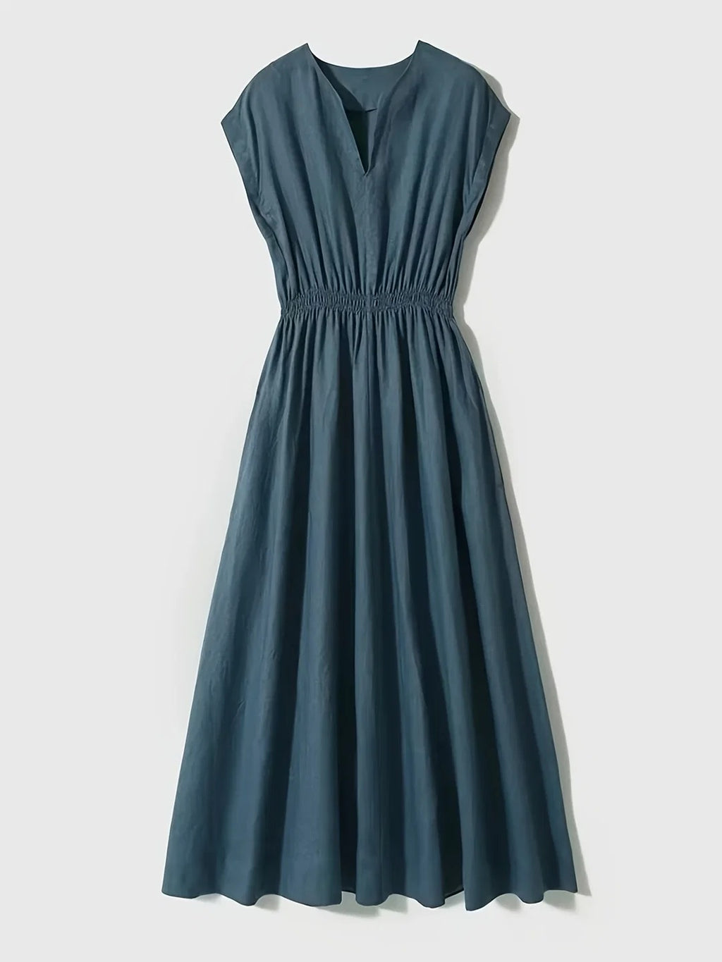 Aurora – Vestido Midi de Lino con Escote en V