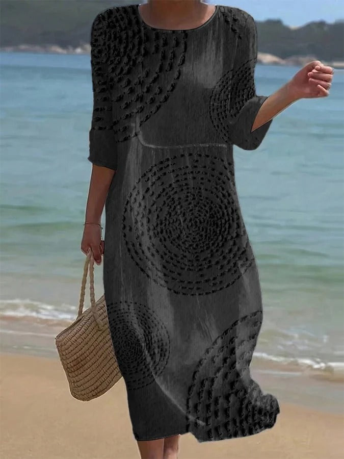 Lorena - Vestido de Manga Tres Cuartos con Cintura Marcada