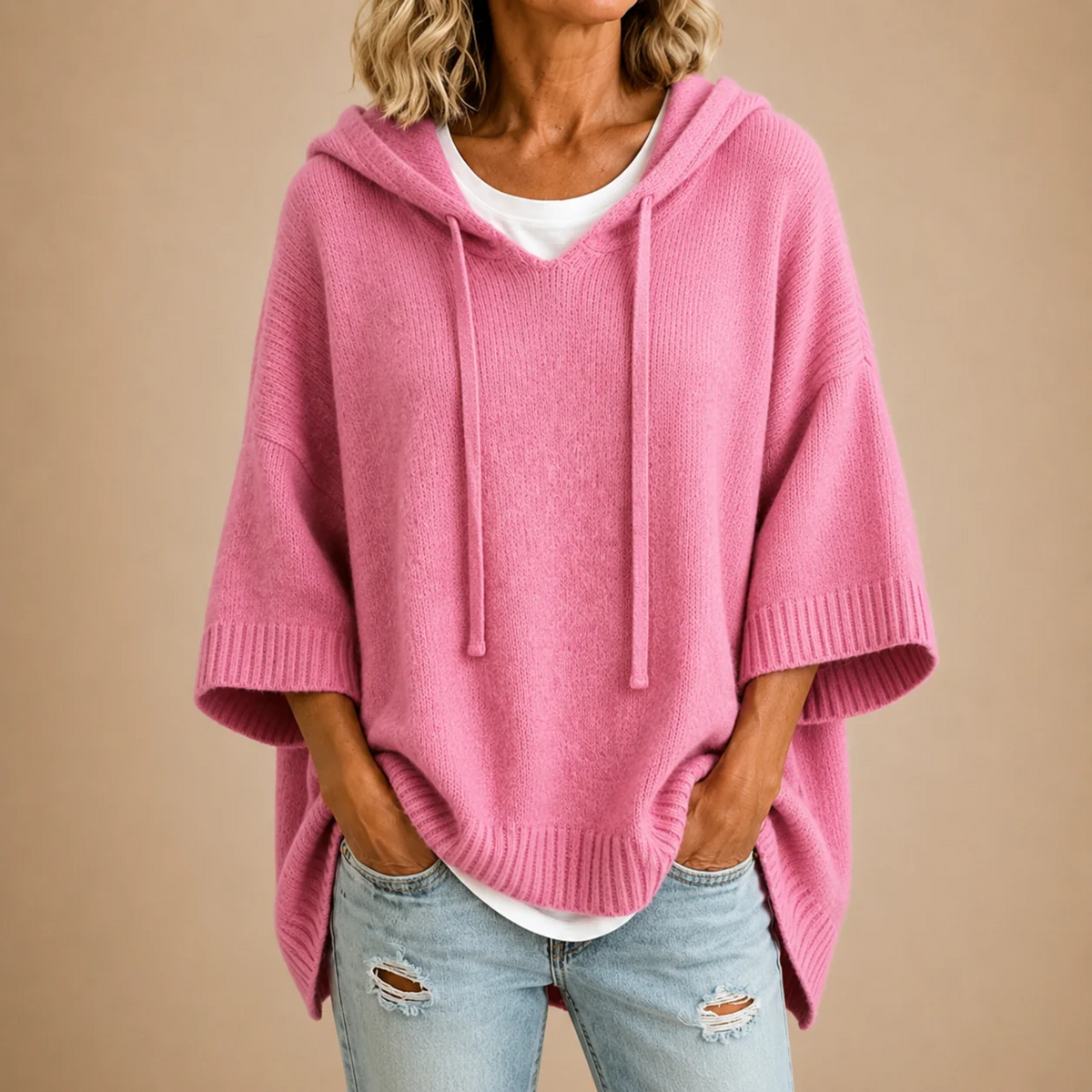 Octavia - Poncho de Punto con Capucha