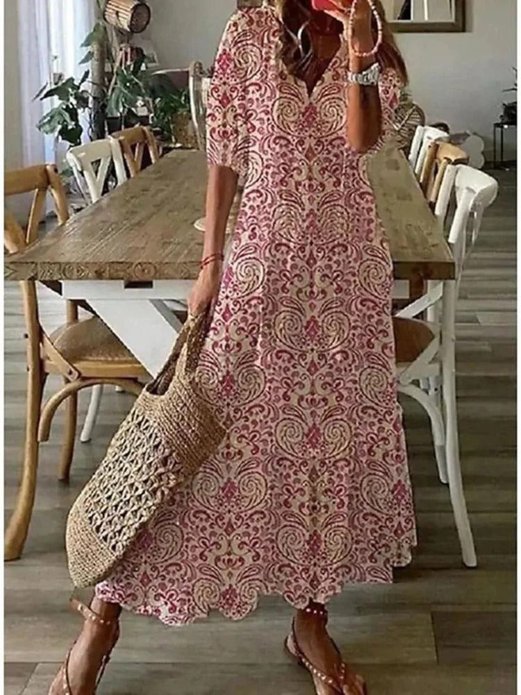 Gemma - Vestido Largo Floral Aterciopelado