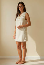 Inés – Vestido corto de cuello drapeado