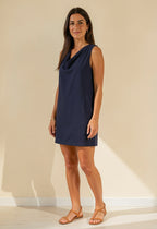 Inés – Vestido corto de cuello drapeado
