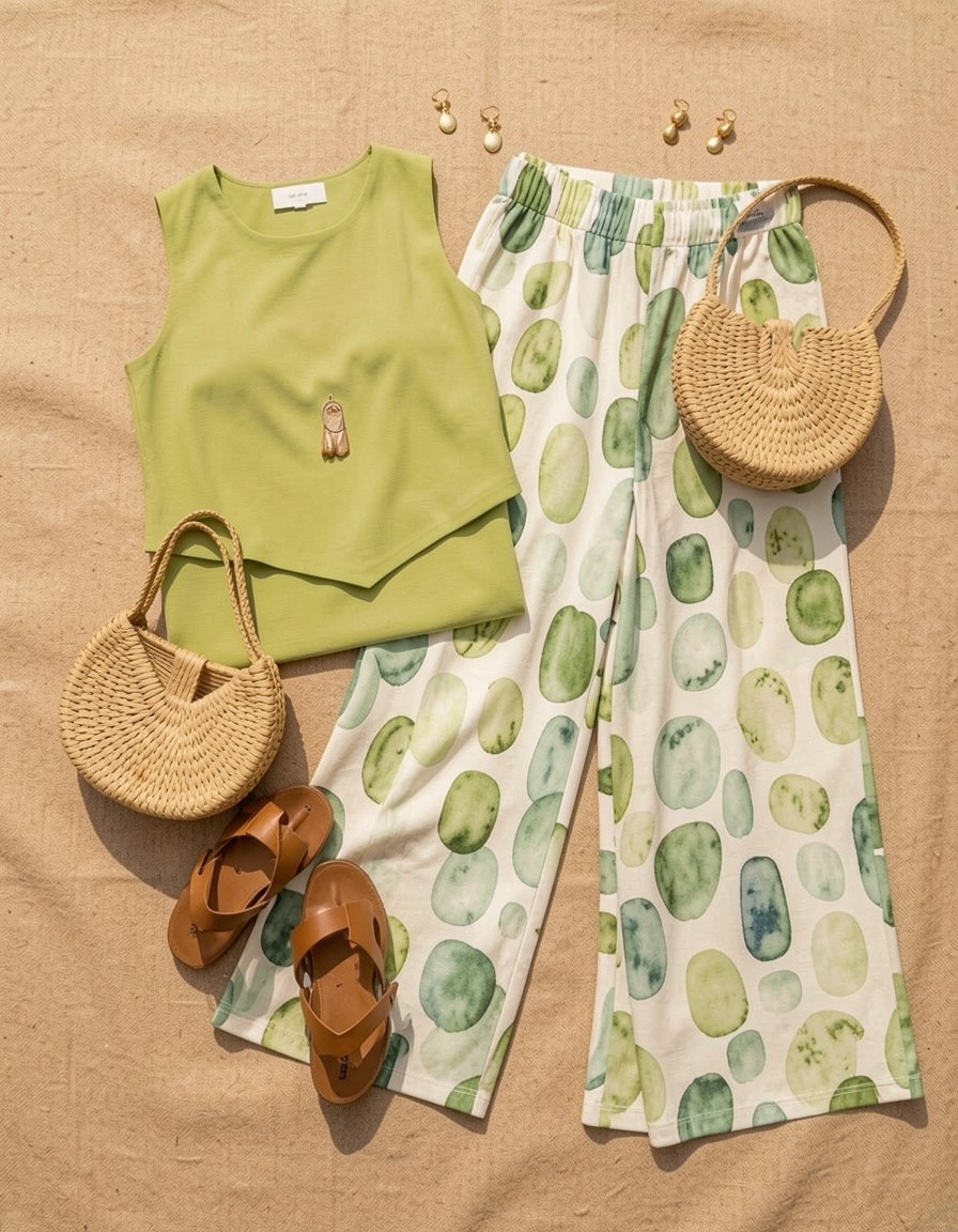 Alma – Conjunto top y pantalón palazzo estampado